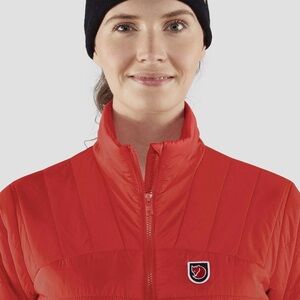 New! 🇸🇪⛷️🏔️ FjallRaven Women Expedition Pack Down Zip-Up Jacket Red Medium